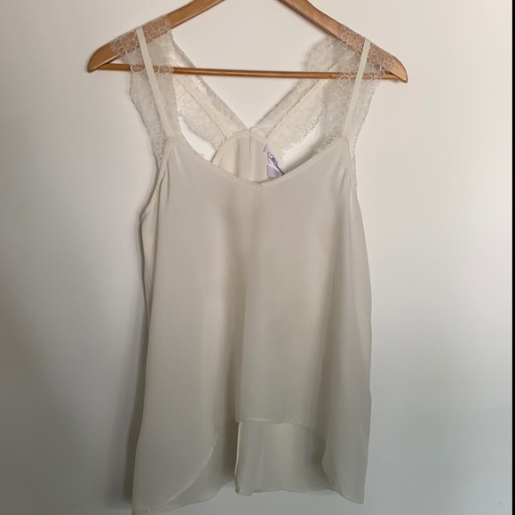 BCBGeneration Lace Trim Tank in off white - Picture 5 of 7